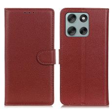 Motorola Moto G56 5G Fodral Litchi L&auml;der Brun