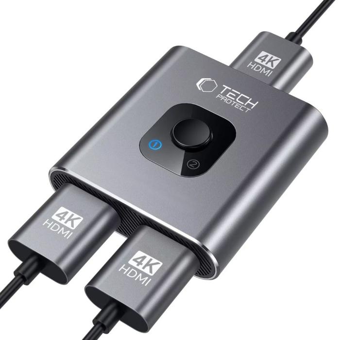 Bild 4, Tech-Protect 2in1 4K 60Hz HDMI Adapter Grå
