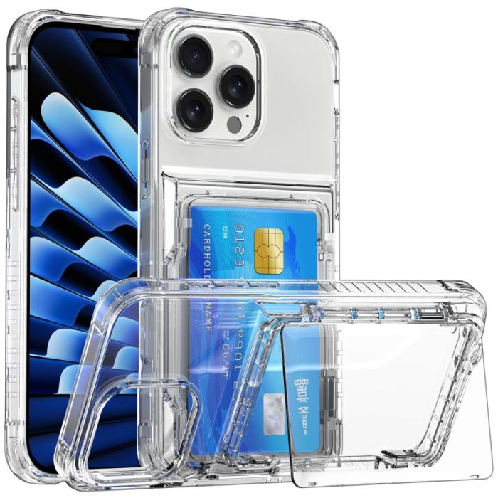 Bild 1, iPhone 16 Pro Max Skal Kickstand Med Kortfack Transparent
