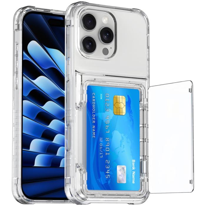 Bild 2, iPhone 16 Pro Max Skal Kickstand Med Kortfack Transparent