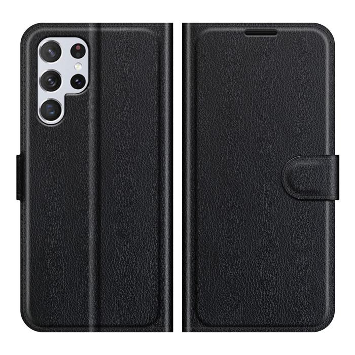 Bild 1, Samsung Galaxy S22 Ultra Fodral Litchi Läder Svart