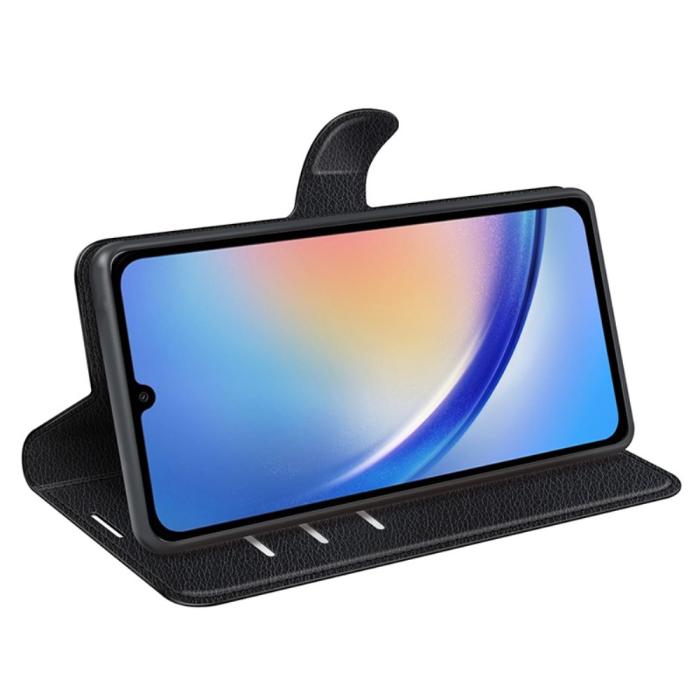 Bild 3, Samsung Galaxy A35 5G Fodral Läder Litchi Svart