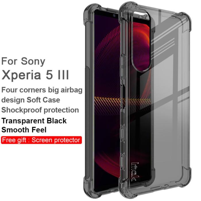 Bild 2, IMAK Sony Xperia 5 III Skal Shockproof TPU + Skärmskydd Tonad Svart