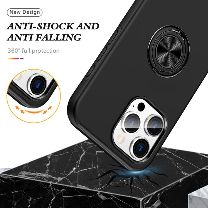 Bild 3, iPhone 16 Pro Skal Med Ringhållare Kickstand Svart