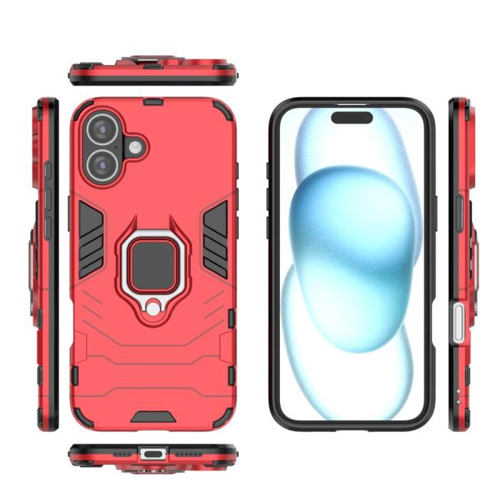 Bild 5, iPhone 16 Plus Skal Hybrid Armor Ring Röd