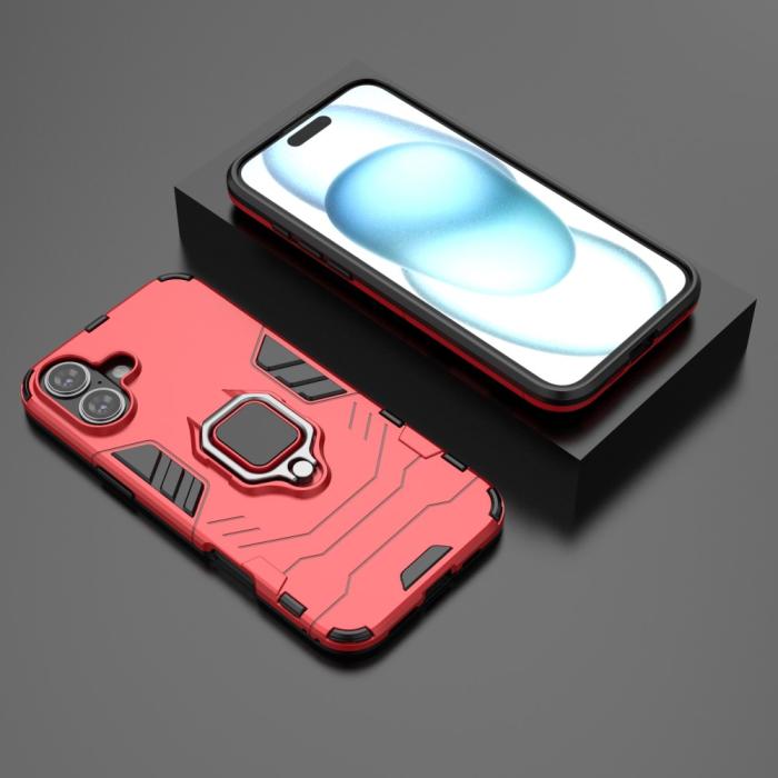 Bild 6, iPhone 16 Plus Skal Hybrid Armor Ring Röd