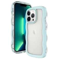 iPhone 15 Pro Skal Wavy Hybrid Transparent/Gr&ouml;n