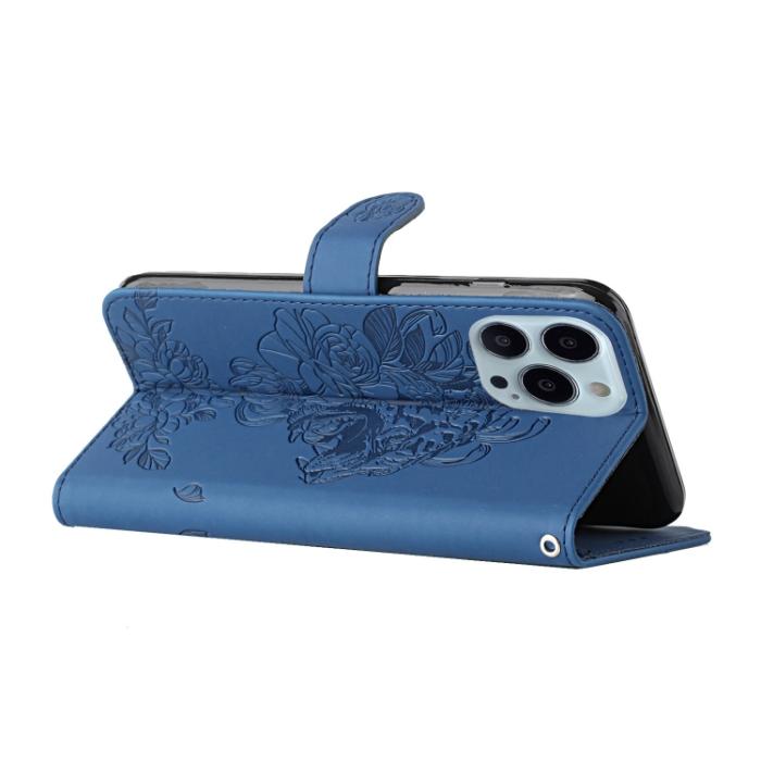 Bild 5, iPhone 14 Pro Fodral Tiger Tryck Royal Blue