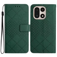 OnePlus 15 Fodral L&auml;der Rhombus Gr&ouml;n