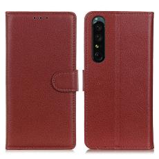 Sony Xperia 1 V Fodral Litchi Läder Brun