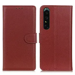 Sony Xperia 1 V Fodral Litchi Läder Brun