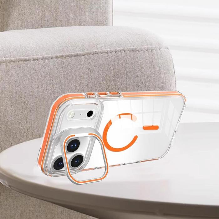 Bild 2, iPhone 17 Pro Max Skal MagSafe Kickstand Transparent / Vit