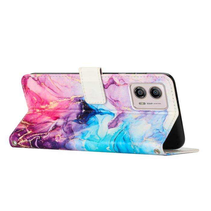 Bild 3, Motorola Moto G73 5G Fodral Marmor Rosa/Lila