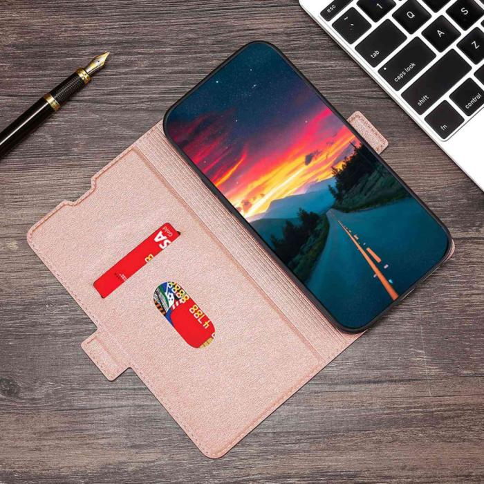Bild 6, Motorola Edge 30 Neo 5G Fodral Slim Magnetisk Stängning Roséguld