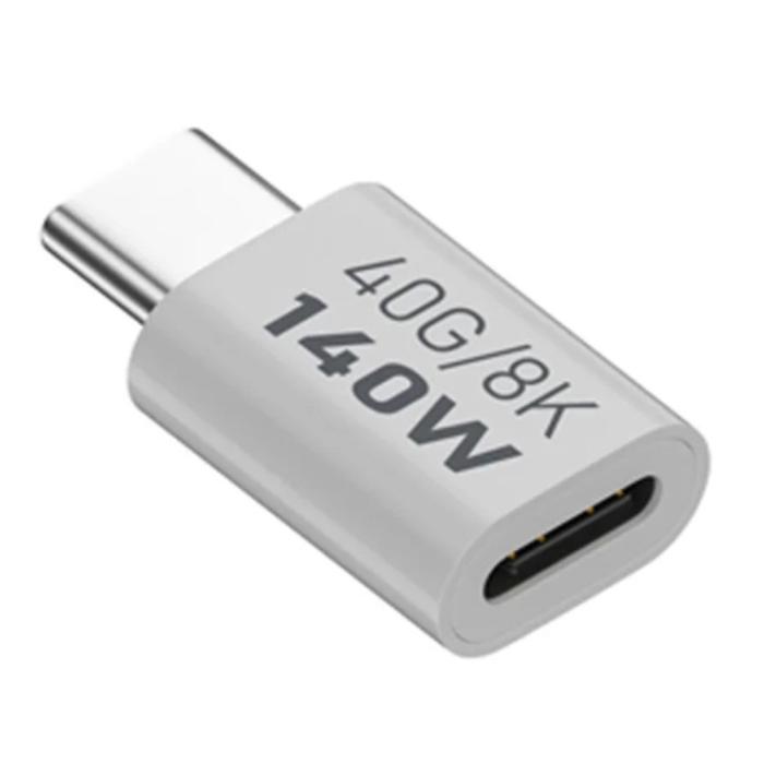 Bild 1, 140W USB 3.1 USB-C Hane till USB-C Hona Adapter 8K 40Gbps Vit