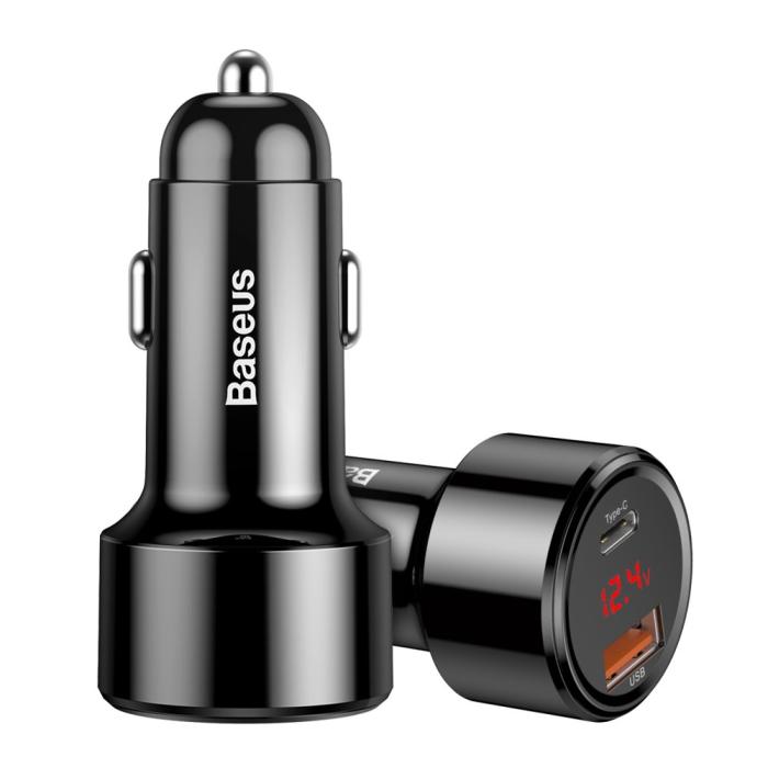 Bild 1, Baseus 45W 6A Billaddare med Type-C PD 4.0/QC 3.0 - Svart