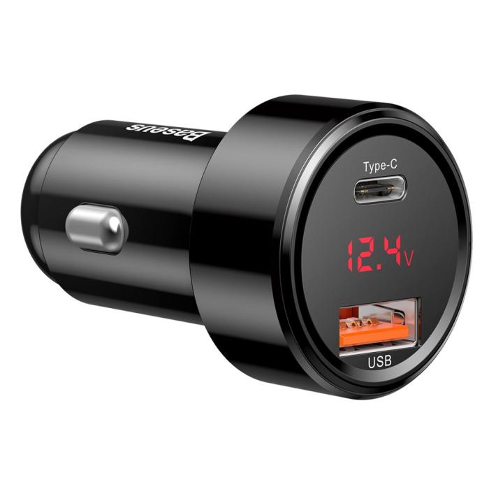 Bild 5, Baseus 45W 6A Billaddare med Type-C PD 4.0/QC 3.0 - Svart