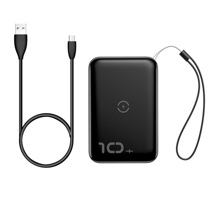 Bild 2, BASEUS Mini S 10000 mAh Power Bank med Trådlös Qi Laddare - Svart