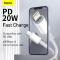 BASEUS 1m 20W PD Type-C - Lightning Flätad Nylon Kabel - Vit