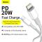 BASEUS 1m 20W PD Type-C - Lightning Flätad Nylon Kabel - Vit