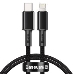 BASEUS 1m 20W PD Type-C - Lightning Flätad Nylon Kabel - Svart