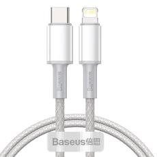 BASEUS 1m 20W PD Type-C - Lightning Flätad Nylon Kabel - Vit