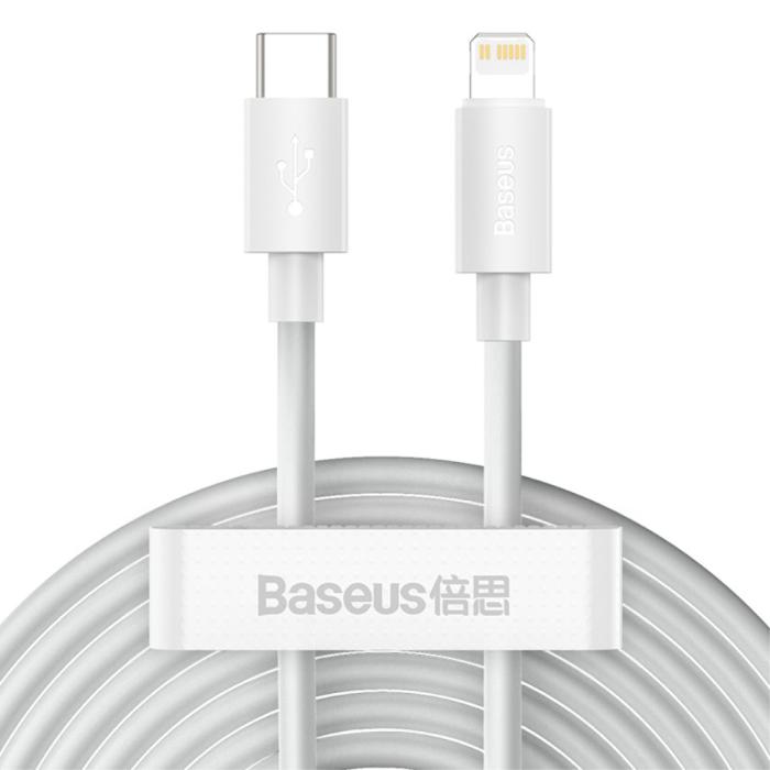 Bild 1, 2-PACK BASEUS Wisdom 1.5m 20W Type-C - Lightning Kabel - Vit