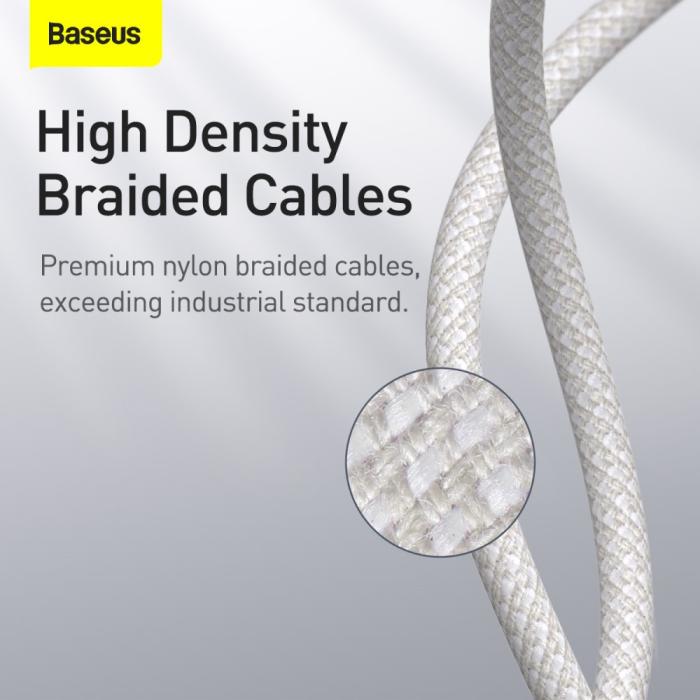Bild 5, BASEUS 1m 20W PD Type-C - Lightning Flätad Nylon Kabel - Vit