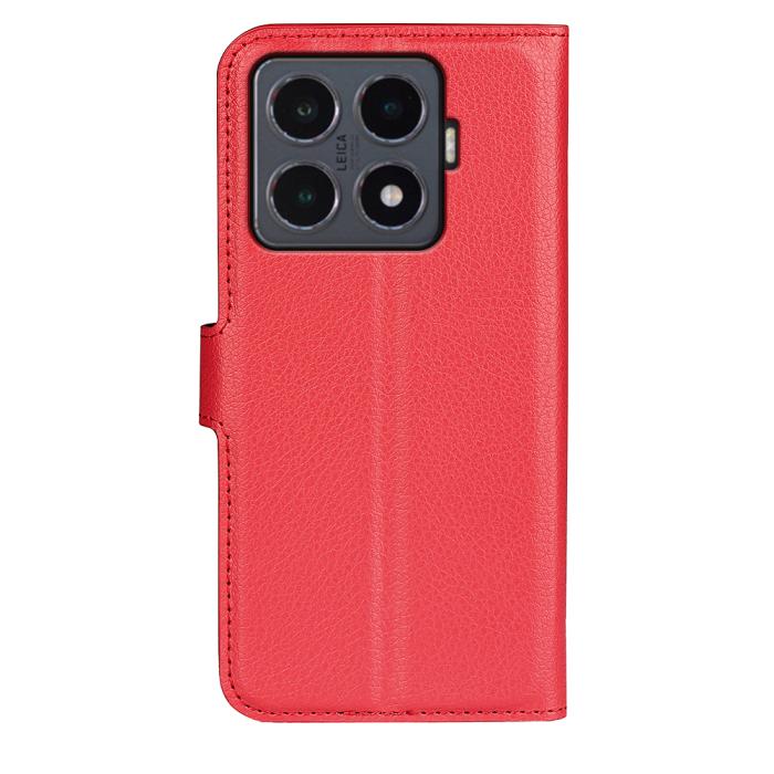 Bild 3, Xiaomi 15T Pro Fodral Litchi Läder Röd