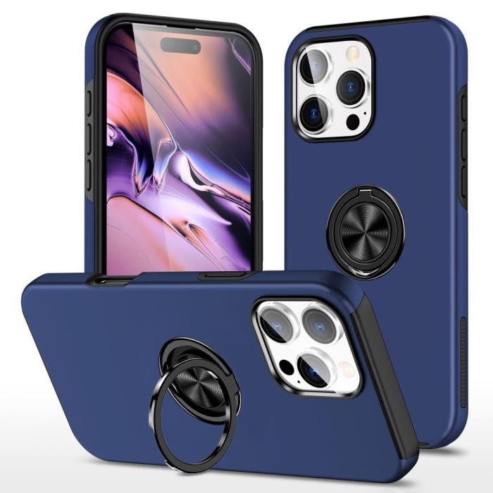 Bild 1, iPhone 16 Pro Skal Med Ringhållare Kickstand Mörk Blå