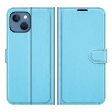 iPhone 13 Mini Fodral Litchi Läder Ljus Blå