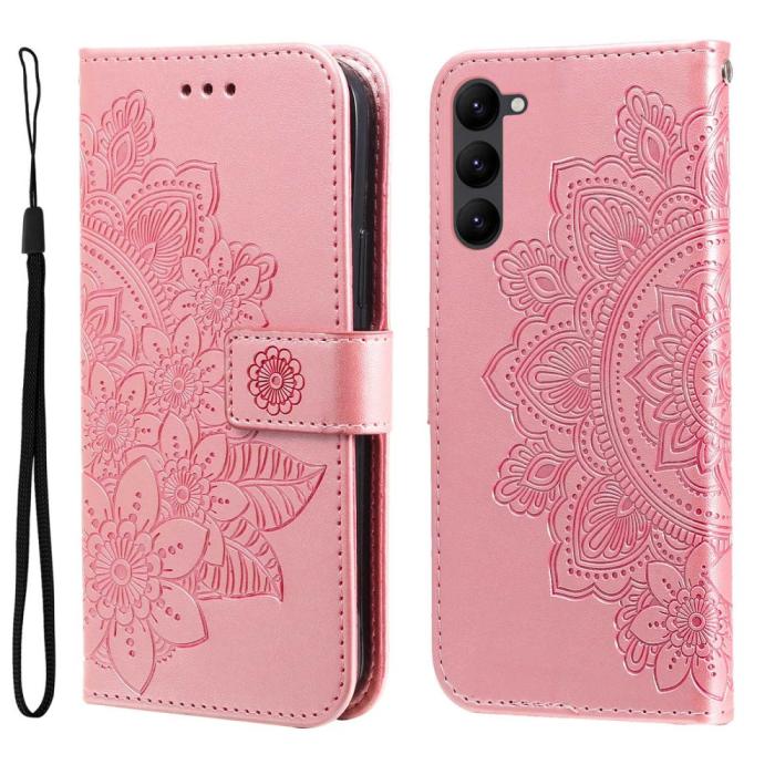 Bild 1, Samsung Galaxy S23 Fodral Mandala Läder Roséguld