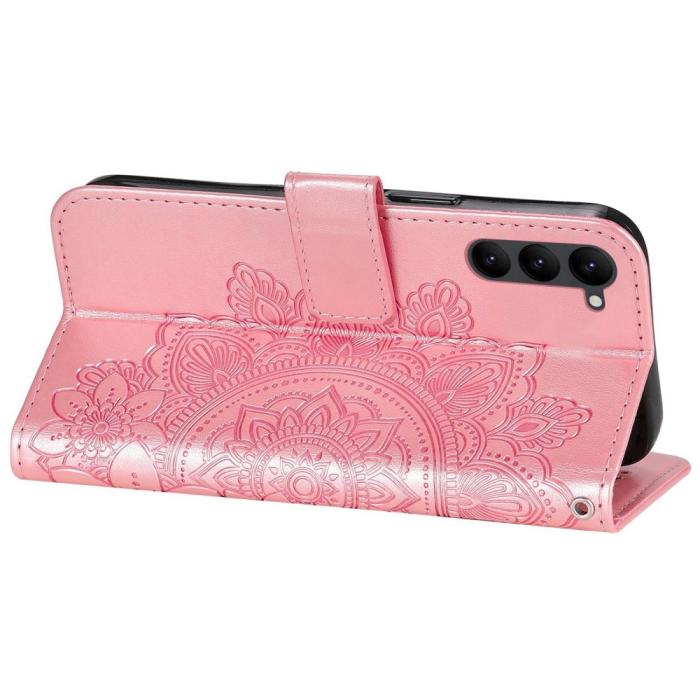 Bild 3, Samsung Galaxy S23 Fodral Mandala Läder Roséguld