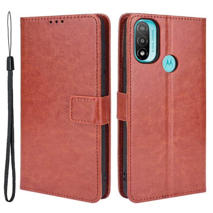Bild 1, Motorola Moto E20 Fodral Crazy Horse Brun