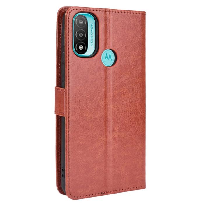 Bild 3, Motorola Moto E20 Fodral Crazy Horse Brun