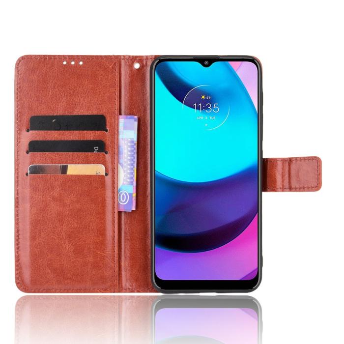 Bild 4, Motorola Moto E20 Fodral Crazy Horse Brun