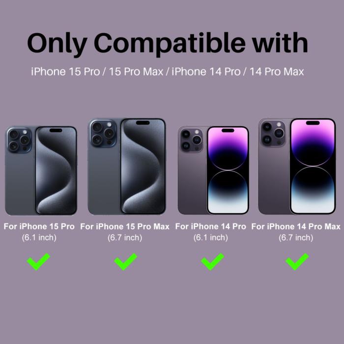 Bild 2, NORTHJO iPhone 15 Pro/Pro Max/14 Pro/Pro Max Linsskydd Strass 2-PACK Lila