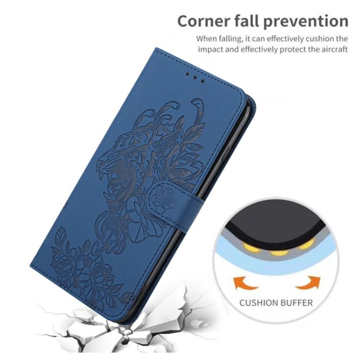 Bild 6, iPhone 14 Pro Fodral Tiger Tryck Royal Blue