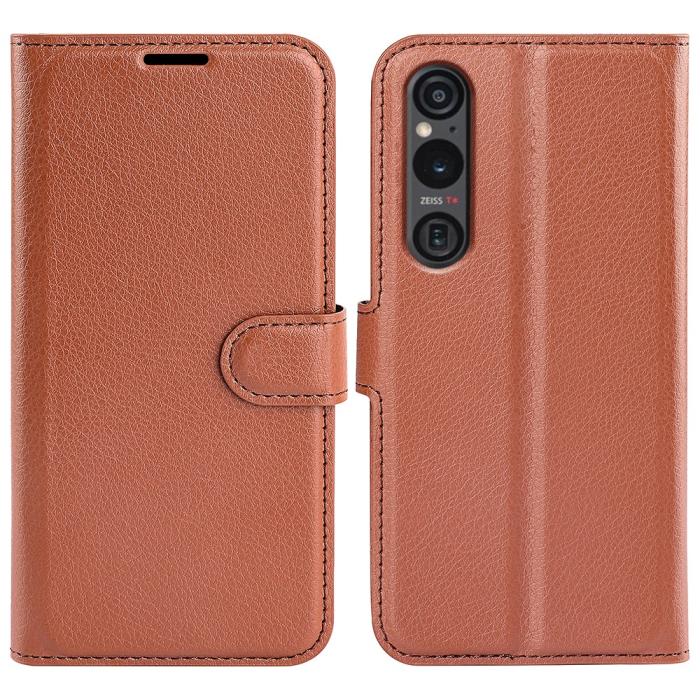 Bild 1, Sony Xperia 1 VI Fodral Litchi Läder Brun