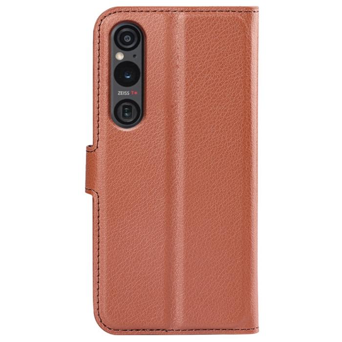 Bild 6, Sony Xperia 1 VI Fodral Litchi Läder Brun