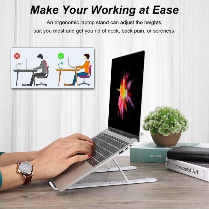 Bild 2, Vikbart Laptop Stativ, Justerbar Höjd Svart