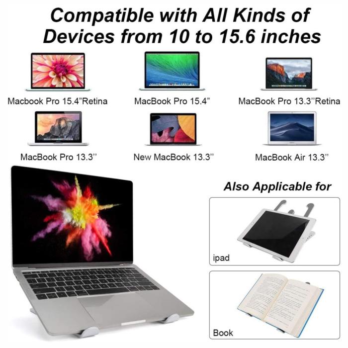 Bild 5, Vikbart Laptop Stativ, Justerbar Höjd Vit
