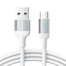 Joyroom 2m 3A USB-C Nylon Laddningskabel Vit