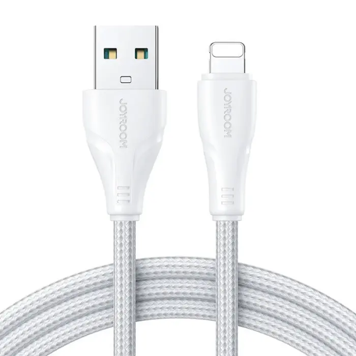 Bild 1, Joyroom 3m 2.4A Lightning Nylon Laddningskabel Vit