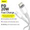 BASEUS 2m 20W PD Type-C - Lightning Flätad Nylon Kabel - Vit