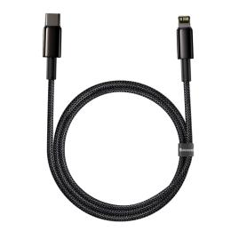 Baseus Tungsten 1m 20W PD USB-C - Lightning Flätad Nylon Kabel - Svart