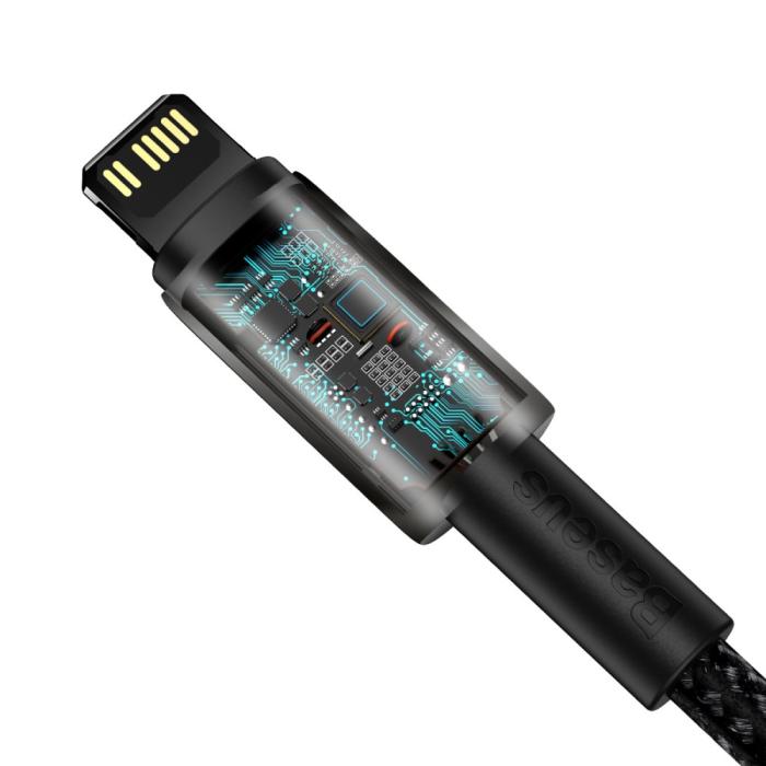 Bild 5, Baseus Tungsten 1m 20W PD USB-C - Lightning Flätad Nylon Kabel - Svart