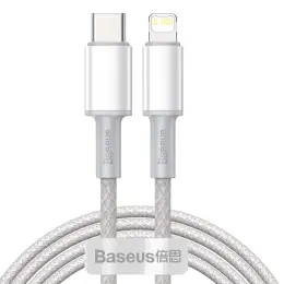 BASEUS 2m 20W PD Type-C - Lightning Flätad Nylon Kabel - Vit