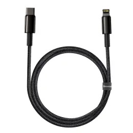 Baseus Tungsten 1m 20W PD USB-C - Lightning Flätad Nylon Kabel - Svart