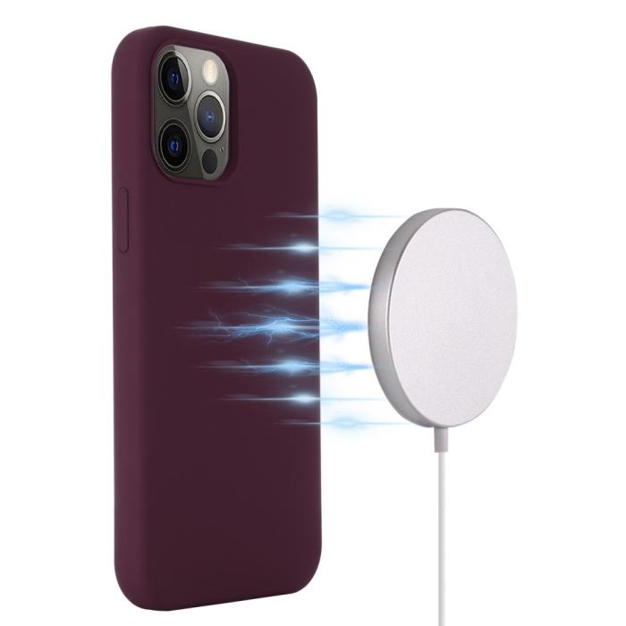 Bild 3, iPhone 13 Pro - MagSafe Liquid Silikon Skal - Vinröd